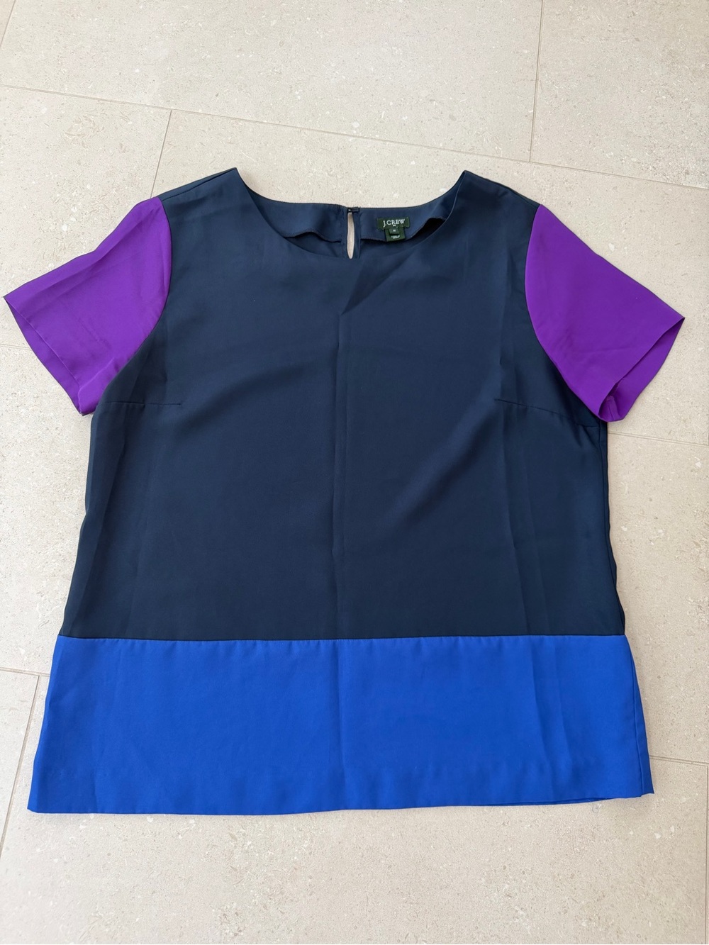 J. Crew Colorblock Short Sleeve Top in Navy, Royal Blue & Purple - Picture 3 of 4